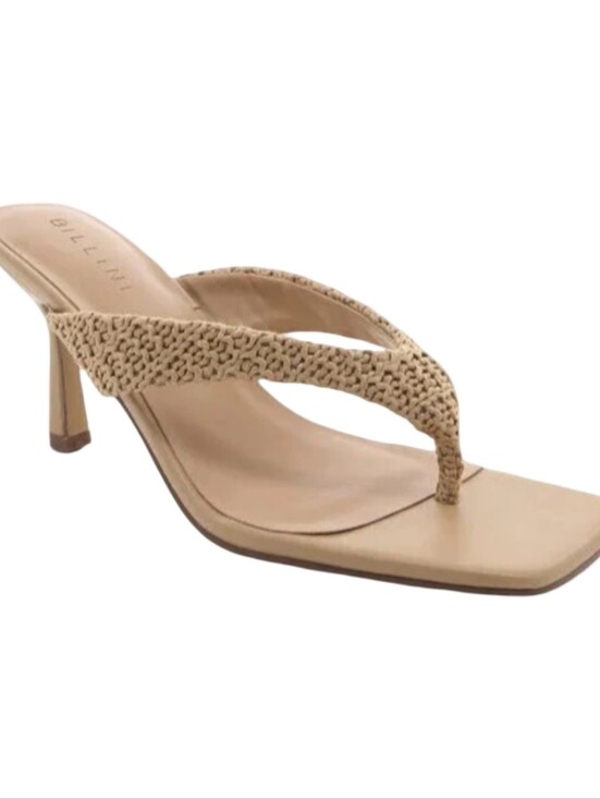 Billini Shoes - Billini Ravenna Heeled Thing Sandals in natural raffia, size 6.